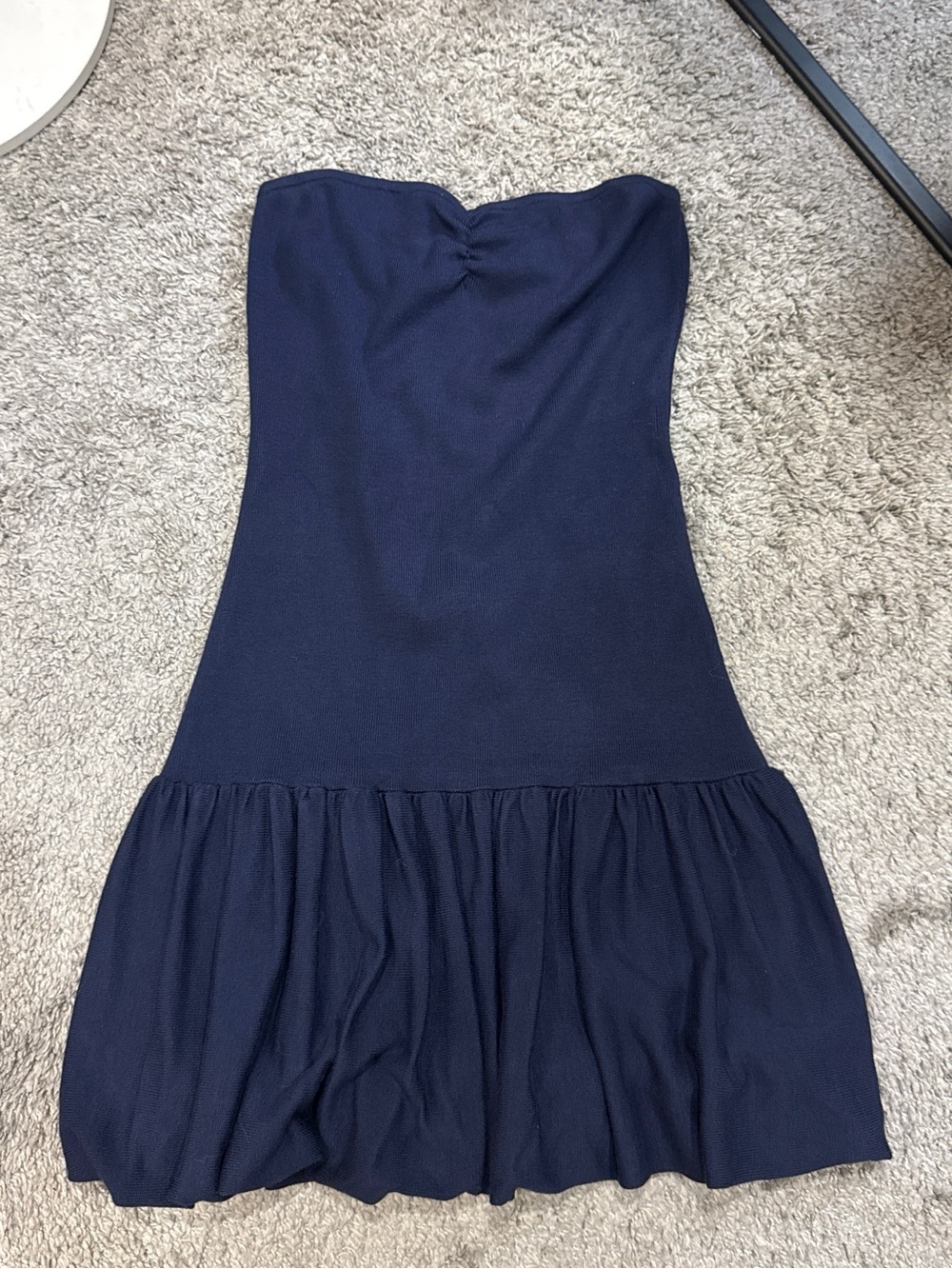 Strapless Navy Sweetheart Ruffle-Hem Mini Dress medium - Picture 2 of 4